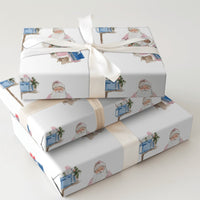 Watercolor Helper Gift Wrap, Pink Santa Wrapping Paper, Inclusive Christmas Paper, Mailbox Holiday Present Wrap, Adorable Xmas Wrapping Paper
