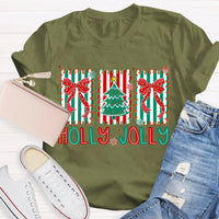 Personalized Family Name Holiday Shirt, Custom Christmas Tree Bow T-Shirt, Adorable Coquette Christmas Tree Tee, Xmas Family Matching T-Shirt
