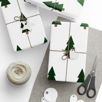 Modern Scandi Holiday Gift Wrap, Minimalist Christmas Tree Wrapping Paper, Simple Winter Tree Present Paper, Neutral Xmas Wrapping Roll