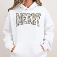 Varsity Letter Camo Hoodie, Merry Christmas Camo Hoodie, Camo Holiday Graphic Sweatshirt, Camouflage Christmas Pullover, Winter Holiday Present
