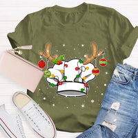 Humorous Holiday Baker Cook Shirt, Christmas Chef Hat Snowflake T-Shirt, Christmas Cooking Lights Tee, Kitchen Baking Christmas T-Shirt