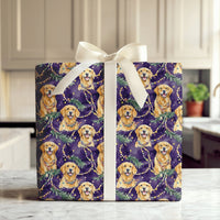 Festive Dog Holiday Gift Wrap, Golden Retriever Christmas Wrapping Paper, Adorable Puppy Holiday Wrapping Paper, Dog Lover Christmas Gift Wrap