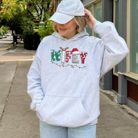 Festive Reindeer Antler Hooded Sweatshirt, Hubby Christmas Hoodie, Matching Couples Holiday Pullover, Xmas Present for Husband