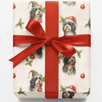 Festive Dog Holiday Wrapping Paper, Bearded Collie Christmas Wrapping Paper, Adorable Puppy Gift Wrapping Paper, Dog Lover Present Supplies
