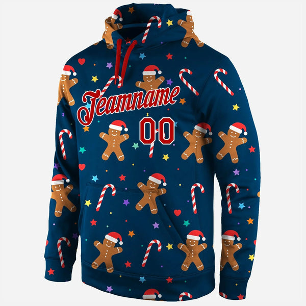 Personalized Name and Number Xmas Sweatshirt, Custom Christmas Sports Hoodie, Holiday Team Spirit Pullover Hoodie, Fan Christ