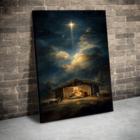 Star of Bethlehem Christmas Wall Art, Nativity Scene Canvas Print, Holy Night Christian Canvas, Religious Holiday Decor Present