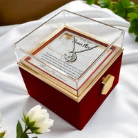 Stepmom Crystal Necklace, Bonus Mom Love Knot Necklace, CZ Knot Pendant, Rotating Rose Gift Box, Christmas Jewelry Present for Bonus Mom