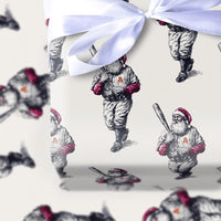 Retro Sport Santa Gift Wrap, Vintage Baseball Santa Wrapping Paper, Holiday Baseball Wrapping Paper, Christmas Gift Wrap, Sports Fan Paper