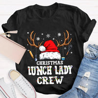 Santa Hat Kitchen Utensils Graphic Tee, Christmas Lunch Lady Shirt, School Cafeteria Worker Holiday T-Shirt, Lunch Lady Xmas Present