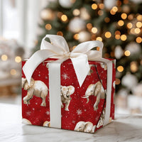 Red Snowflake Animal Gift Wrap, Watercolor Elephant Christmas Wrapping Paper, Winter Wildlife Elephant Wrapping Paper, Xmas Wrapping Paper