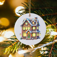Sweet Holiday Christmas Tree Ornament, Gingerbread House Ornament, Festive Ceramic Ornament, Winter Home Decor, Adorable Xmas Tree Present