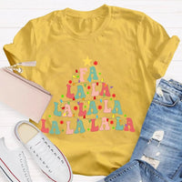 Retro Holiday Graphic Tee, Fa La La La Christmas Tree Shirt, Festive Christmas Vibes T-Shirt, Adorable Winter Holiday Apparel