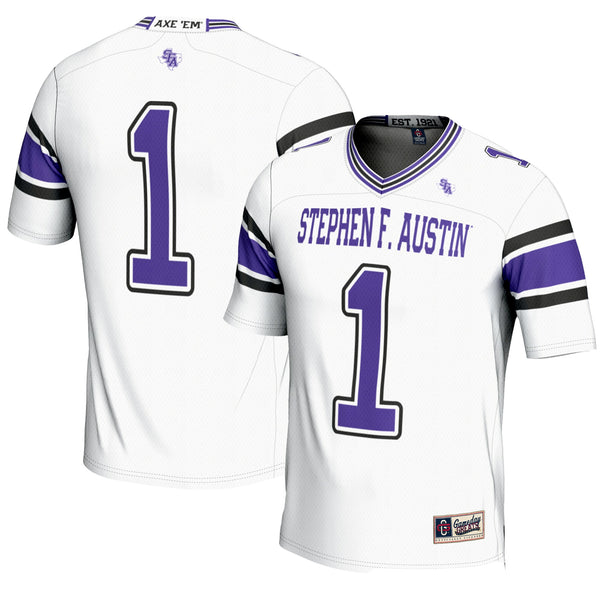 #1 Stephen F Austin Lumberjacks Endzone Football Jersey - White