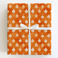 Terracotta Christmas Wrapping Paper, White Ornament Wrapping Paper, Watercolor Bauble Holiday Wrapping Paper, Elegant Winter Gift Wrap