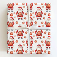 Sports Christmas Gift Wrap, Cartoon Basketball Santa Wrapping Paper, Cheerful Basketball Holiday Wrapping Paper, Xmas Gift Wrapping Paper