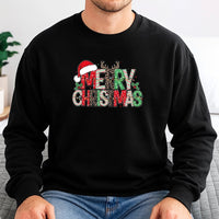 Animal Print Holiday Crewneck, Leopard Reindeer Merry Christmas Sweatshirt, Adorable Xmas Graphic Pullover, Festive Winter Sweater, Women Present