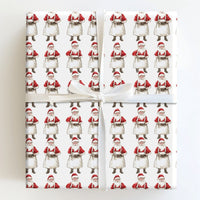 Watercolor Santa in Apron Gift Wrap, Santa Workshop Wrapping Paper, Rustic Santa Claus Christmas Paper, Holiday Party Present Wrapping Roll
