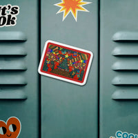 Colorful Folk Art Holiday Fridge Magnet, Christmas Tree Magnet, Presents and Stockings Die Cut Decor, Festive Present for Christmas Lovers