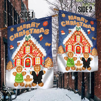 Holiday Gingerbread House Yard Flag, Gingerbread Merry Christmas Garden Flag, Double-Sided Winter Lawn Flag, Festive Seasonal Porch Decor