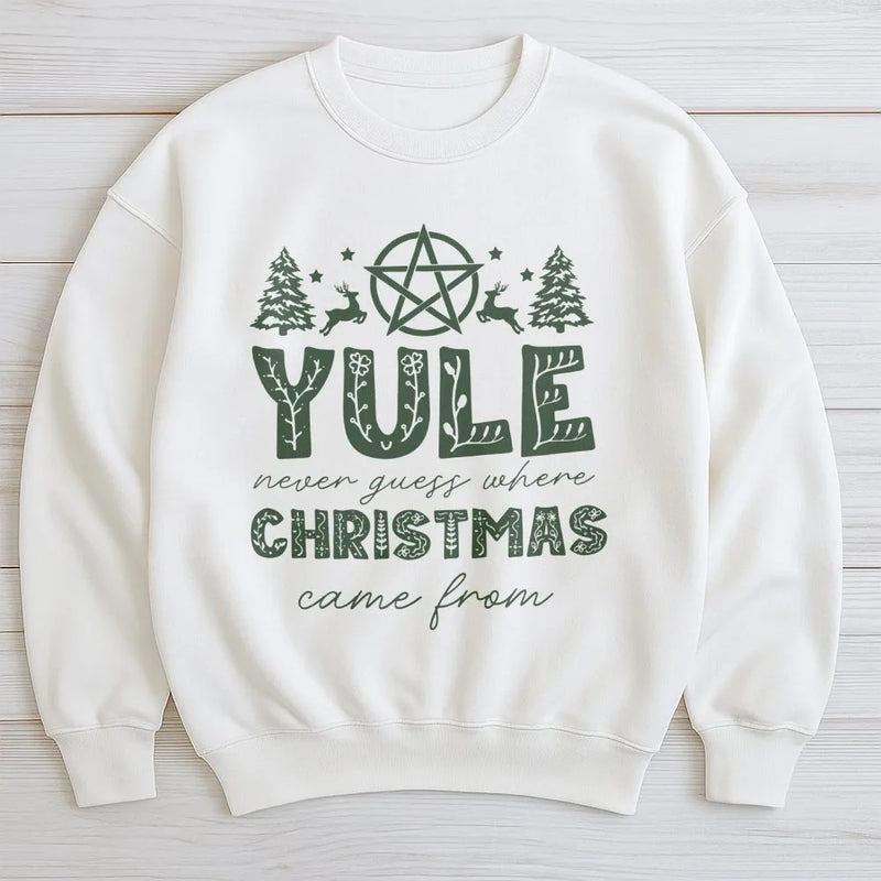 Pagan Christmas History Crewneck, Yule Winter Solstice Sweatshirt, Witchy Solstice Season Pullover, Occult Holiday Magic Sweater