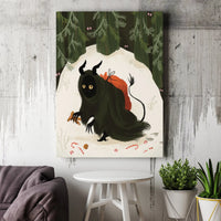 Dark Folklore Forest Canvas Print, Krampus Christmas Canvas Wall Art, Gothic Holiday Wall Art, Creepy Krampus Canvas Decor, Winter Xmas Present