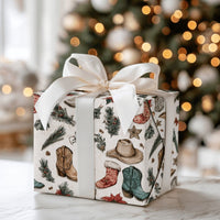 Cowboy Boots Holiday Gift Wrap, Western Christmas Wrapping Paper, Rustic Country Winter Wrapping Paper, Rodeo Christmas Gift Wrap Paper