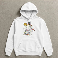 Festive Light Up Winter Snowman Hoodie, Christmas Snowman Hoodie, Retro Holiday Party Graphic Sweatshirt, Comfy Adorable Xmas Pullover Hoodie
