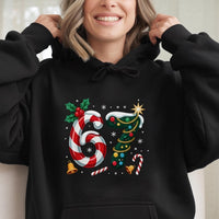 Festive Candy Cane 67th Birthday Sweatshirt, 67 Birthday Christmas Hoodie, Holiday Number 67 Hooded Pullover, Christmas Birthday Present Hoodie