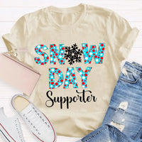 Polka Dot Winter Holiday Graphic Tee, Snow Day Supporter Snowflake Shirt, Christmas Season T-Shirt, Adorable Teacher Winter Present