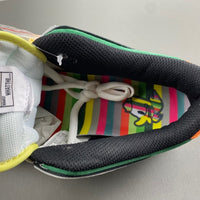 Low Top Sneakers, White Black Green Silver Colorway, Metallic Finish, Lace Up Design, Casual Gift for Sneaker Fans