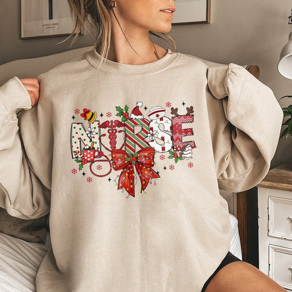 Festive RN Medical Holiday Sweater, Christmas Nurse Sweatshirt, Adorable Nurse Crewneck, Healthcare Worker Xmas Present, Wint