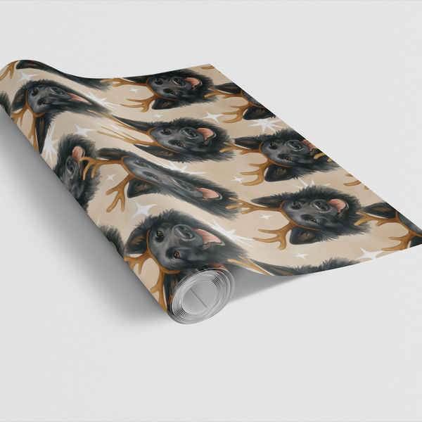 Winter Starlight Holiday Gift Wrap, Belgian Sheepdog Wrapping Paper, Starlit Dog Present Wrap, Dog Lover Christmas Gift Wrap,