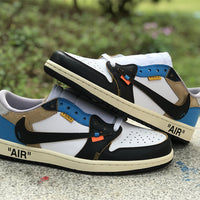 Low Top Sneakers, Blue White Black Colorway, Lace Up Design, Casual Gift for Sneaker Fans