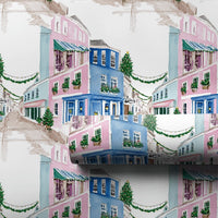 Snowy Winter Street Wrapping Paper, Watercolor Christmas Village Gift Wrap, Festive Village Scene Gift Wrapping Paper, Holiday Present Wrap