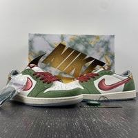 Low Top Sneakers, White Red Green Gold Colorway, Lace Up Design, Casual Gift for Sneaker Fans