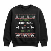 Humorous Ugly Holiday Sweater, Merry Christmas Ya Filthy Liberal Sweatshirt, Political Humor Crewneck, Christmas Party Pullover Present for Voter