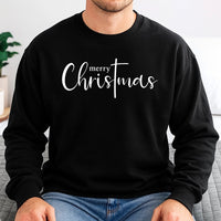 Christian Cross Holiday Crewneck, Merry Christmas Cross Sweatshirt, Religious Faith Cross Pullover, Xmas Graphic Sweater, Present for Her