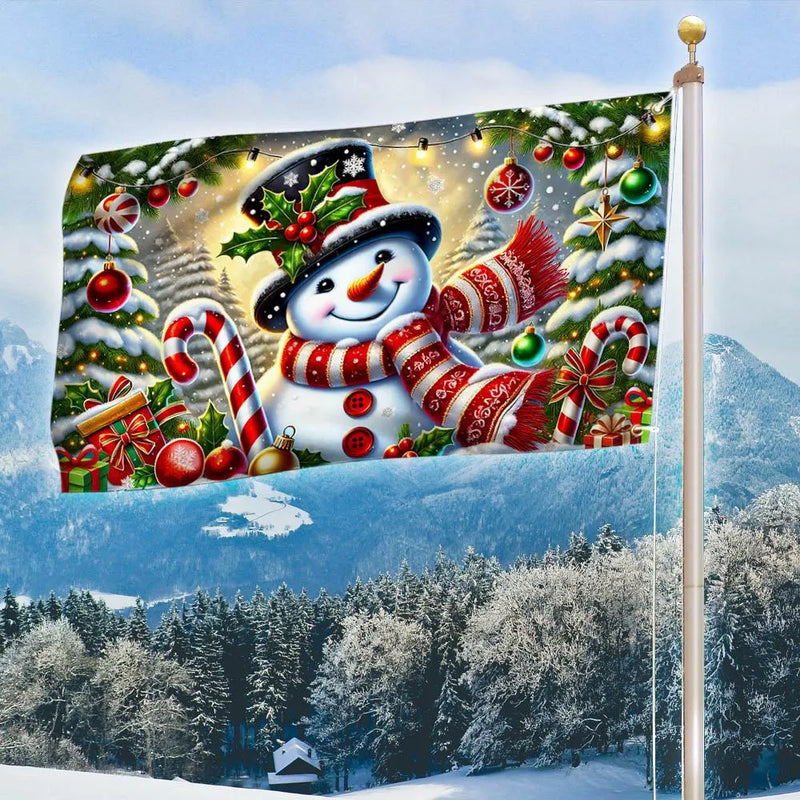 Double Sided Holiday Yard Flag, Snowman Christmas House Flag, Winter Season Festive Garden Flag, Merry Xmas Home Outdoor Decor