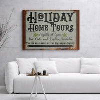 Vintage Christmas Canvas Print, Holiday Home Tours Canvas Sign, Holiday Tours Canvas Wall Art, Festive Seasonal Decor, Winter Home Present