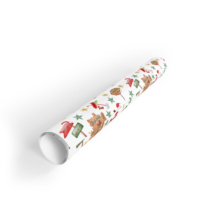 Directional Stars Gift Wrap, North Pole Signs Wrapping Paper, Festive Christmas Wrapping Paper, Holiday Present Paper Roll, Winter Gift Wrap