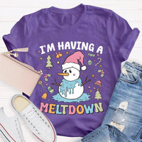 Humorous Winter Holiday Graphic Shirt, Meltdown Snowman Christmas T-Shirt, Adorable Melting Snowman Humor Xmas Tee, Present