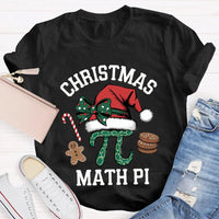 Humorous Math Teacher Holiday Shirt, Pi Symbol Santa Hat Christmas T-Shirt, Christmas STEM Graphic Tee, Math Lover Xmas Tee, Teacher Present