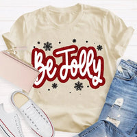 Snowflake Holiday Winter Graphic Tee, Be Jolly Christmas Shirt, Adorable Merry Xmas T-Shirt, Holiday Season Apparel Present for Men Women