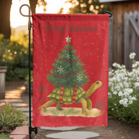 Humorous Animal Yard Flag, Turtle Christmas Tree Garden Flag, Festive Holiday Lawn Flag, Adorable Outdoor Flag Decor, Winter Seasonal Lawn Present