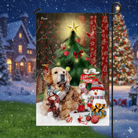 Winter Snow Dog Yard Flag, Golden Retriever Christmas Garden Flag, Golden Retriever Outdoor Flag, Double-Sided Holiday Dog Lover Present