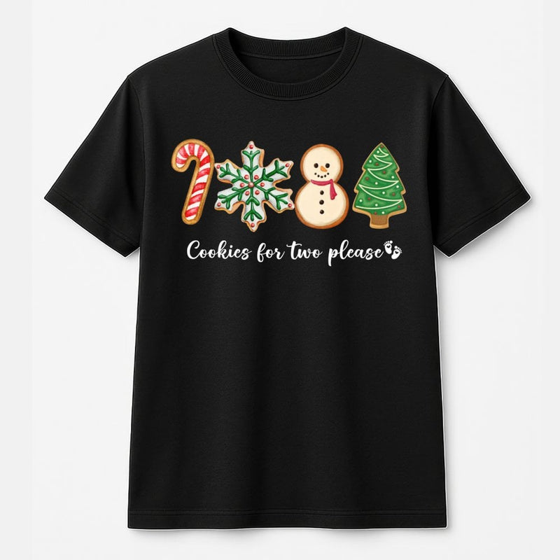 Christmas Cookie Pregnancy Announcement Shirt, Cookies for Two Please T-Shirt, Adorable Holiday Expecting Mom Tee, Baby Reveal Xmas T-Shirt