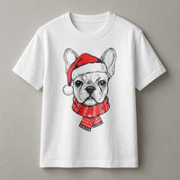 Adorable Santa Hat Frenchie Tee, French Bulldog Christmas Shirt, Holiday Dog Lover Graphic T-Shirt, Christmas Pet Shirt, Dog Lover Present