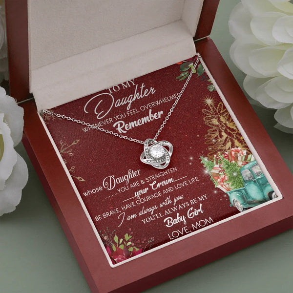 Love Knot Necklace with Message Card, To My Daughter Necklace from Mom, Meaningful Daughter Jewelry, Sentimental Christmas Pr