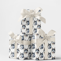 Blue-Eyed Dog Gift Wrap, Siberian Husky Wrapping Paper, Adorable Husky Birthday Wrapping Paper, Dog Christmas Present Paper, Pet Lover Gift Wrap