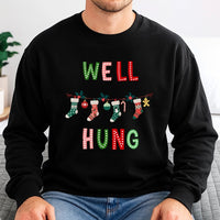 Humorous Holiday Sweatshirt, Well Hung Christmas Sweatshirt, Naughty Xmas Sweater, Dirty Santa Party Sweatshirt, Humorous Couple Holiday Present